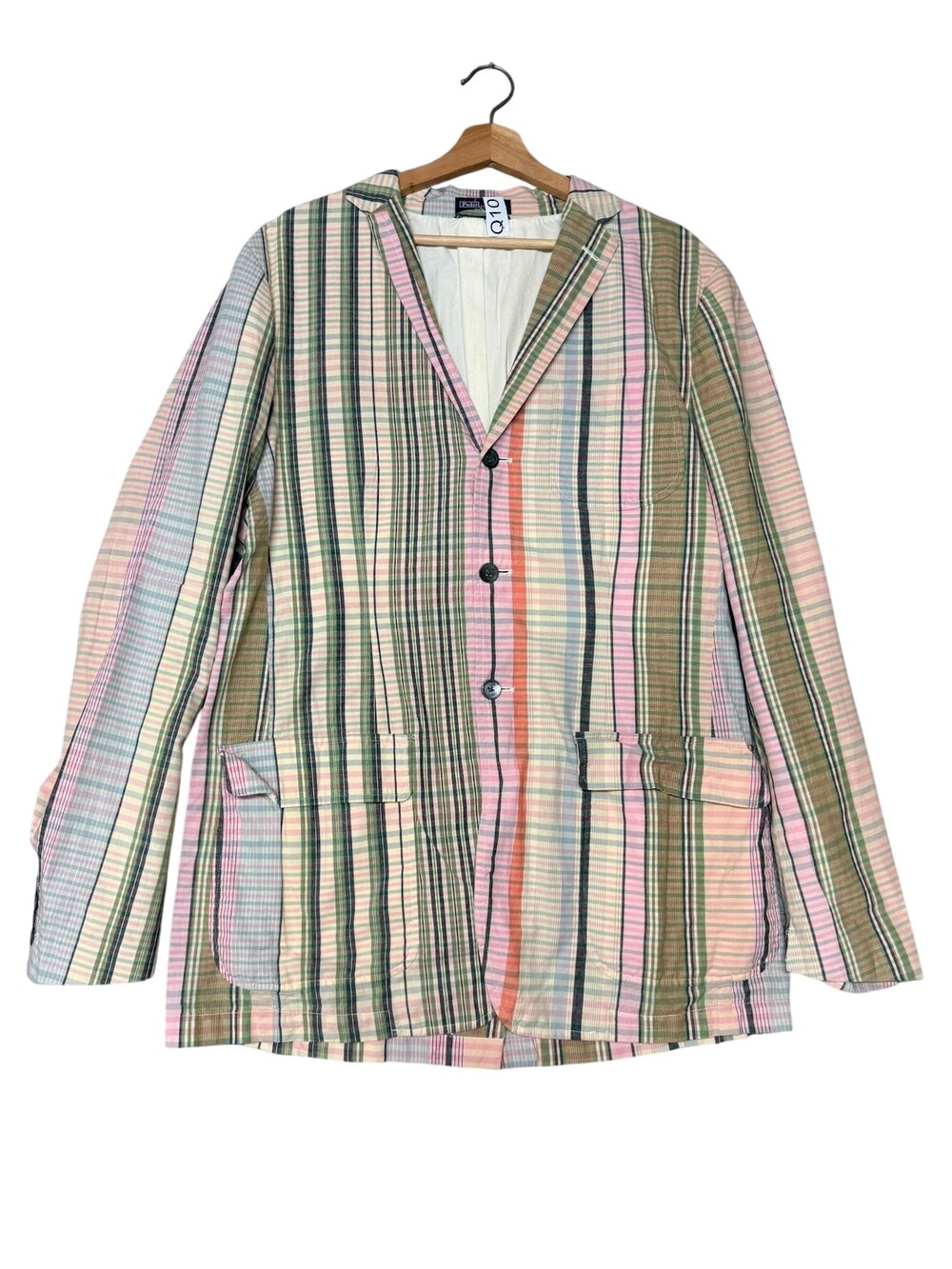 Polo Ralph Lauren Sport Coat Mens 42L Multicolor Madras Plaid Cotton 3 Button